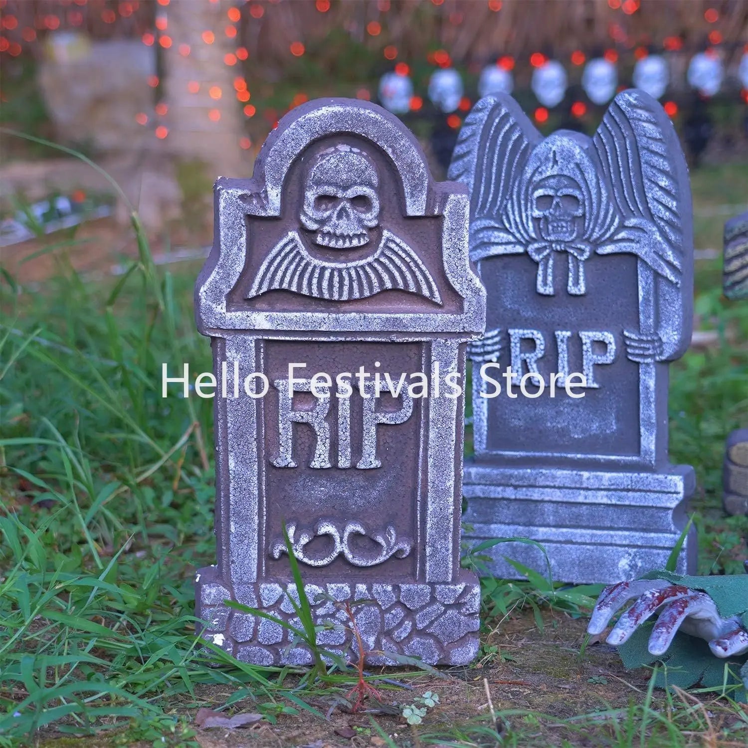 Halloween Foam Tombstones, 6 Pack 17" Headstone Decorations for Halloween Graveyard, Yard, Garden, Outdoor Tombstone Decorations - Charlie Dolly