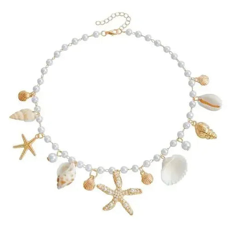 Starfish Shell and Pearl Tassel Necklace, Waist Chain or Bracelet