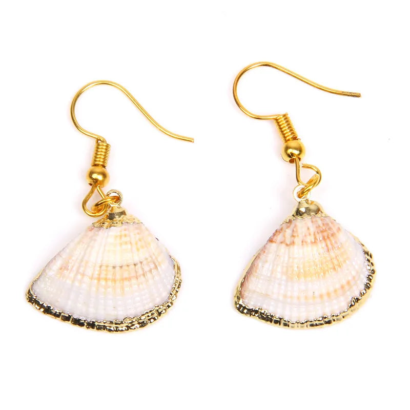 New In Natural Shell Sea Scallop Drop Earrings Boho Shell Drop Earrings for Women Femal Sea Beach Earrings Summer Jewelry Gifts