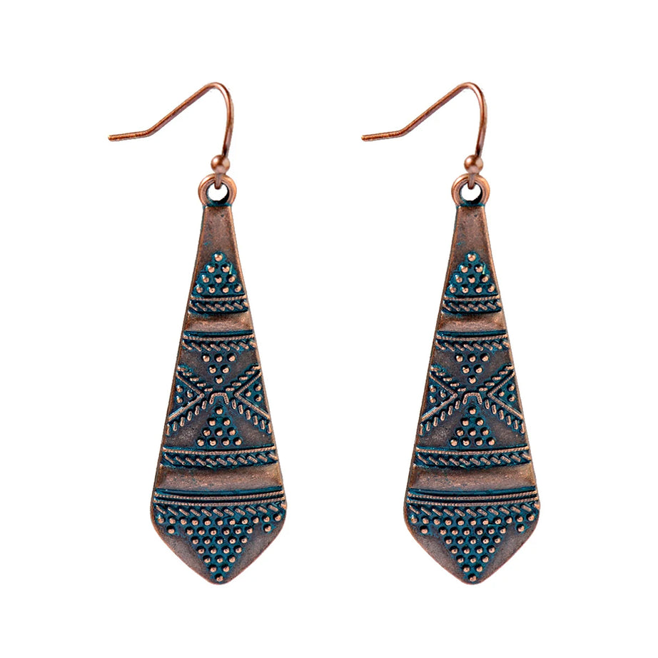 أقراط متدلية مصنوعة من سبائك البرونز العتيق للنساء أقراط Jhumka الهندية ذات سلسلة طويلة بوهو تريبل