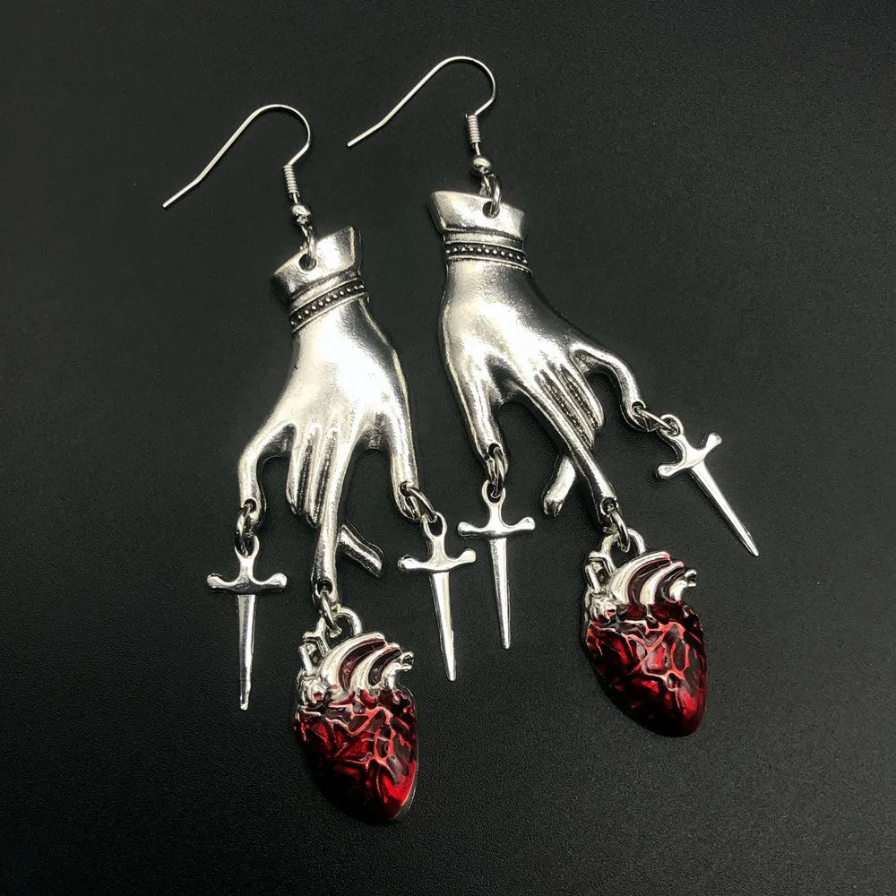New retro water drop ruby earrings with fashionable and exaggerated Ear Studs, Halloween gift - Charlie Dolly