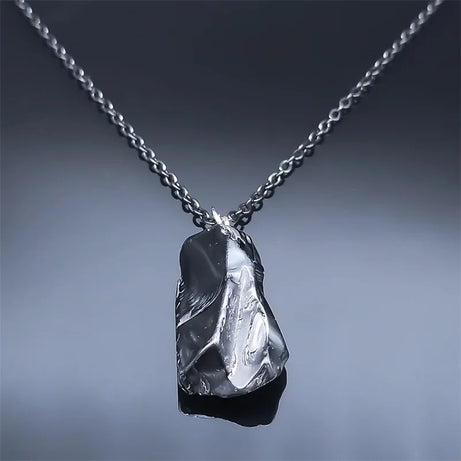 Black Obsidian Irregular Natural Stone Necklace Boho Stainless Steel Black Sweater Chain Fashion  Necklaces Lucky Jewelry NDD16 - Charlie Dolly