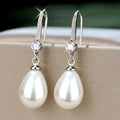 Exquisite Fashion Silver Color Water Imitation Pearls Drop Earrings for Women Shiny Red Green Round Imitation Pearls Earrings - Charlie Dolly