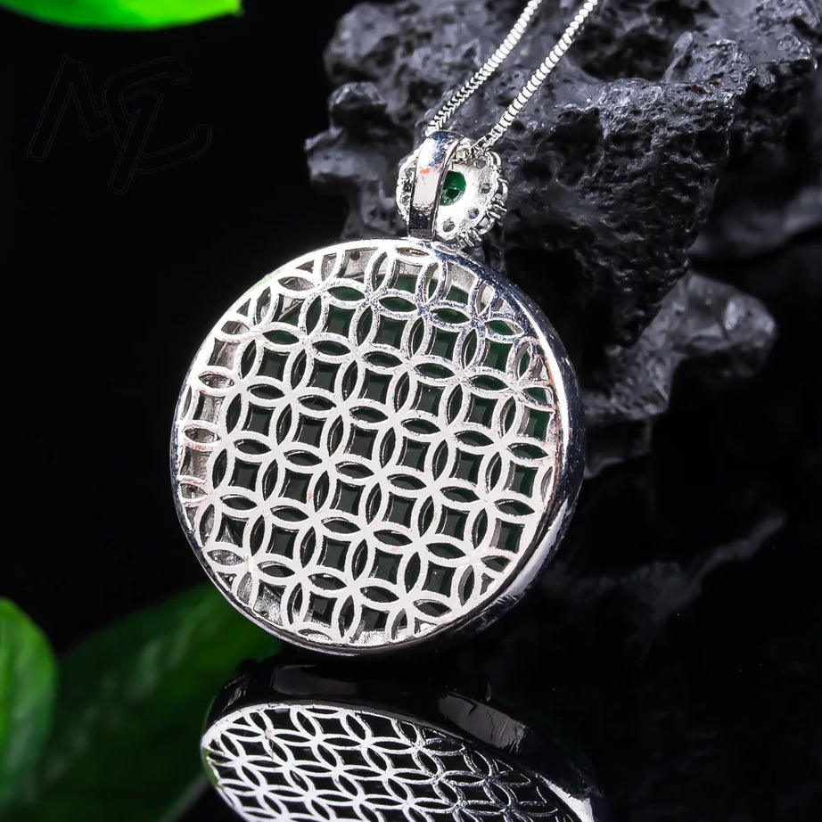 Phoenix Emerald Shadow-Carved S925 Silver Pendant, Sacred Rebirth Amulet