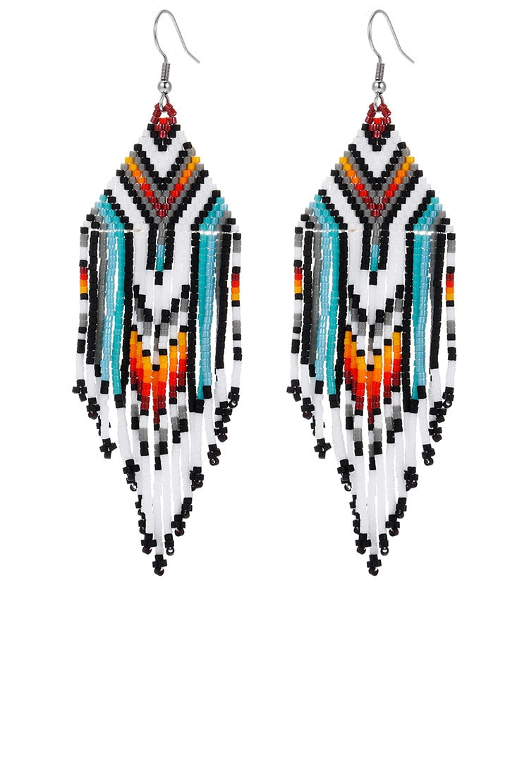 LIMAX Bohemian Earrings 2022 Beads Long Earrings Ethnic Style Drop Earings Fashion Jewelry Bijoux Femme Statement Earrings