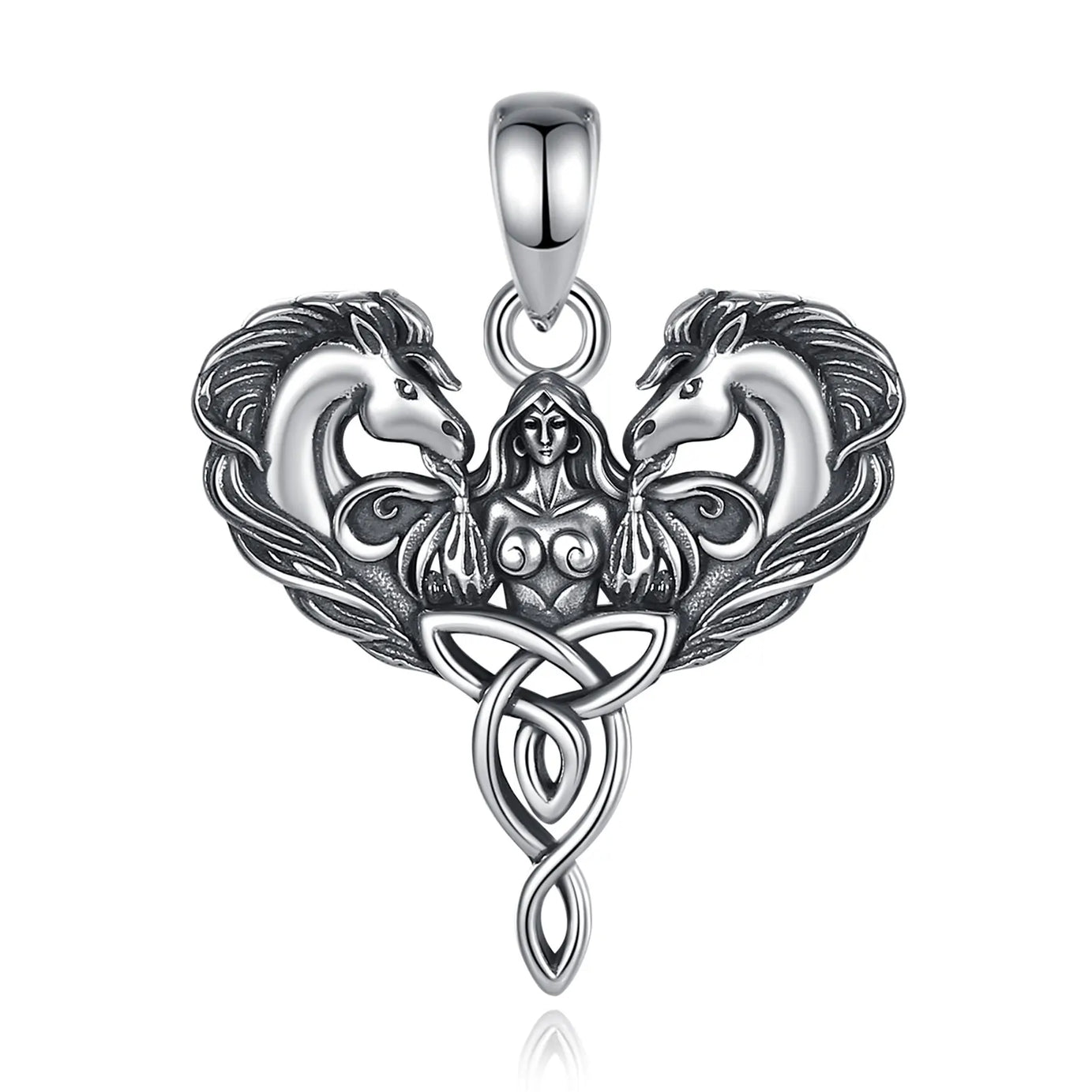 Celtic Horse Trinity Knot Necklace, S925 Sterling Silver