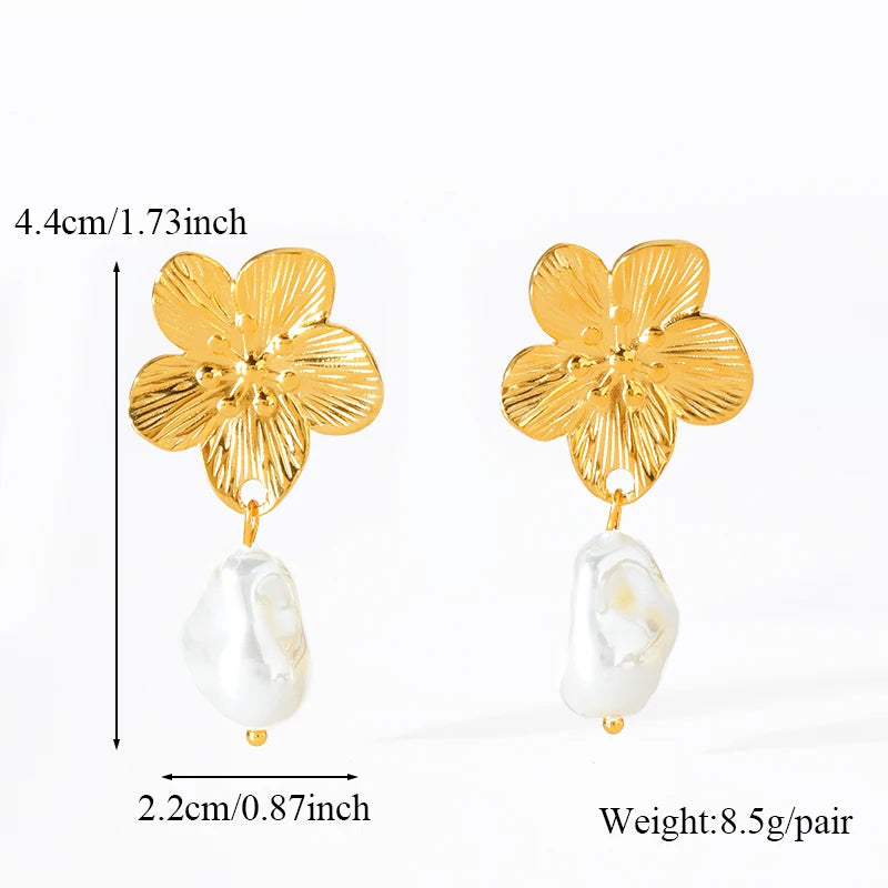 EILIECK 316L Stainless Steel Natural Blue Stone Drop Dangle Earrings for Women New 18K PVD Plated High Quality Fashion Jewelry
