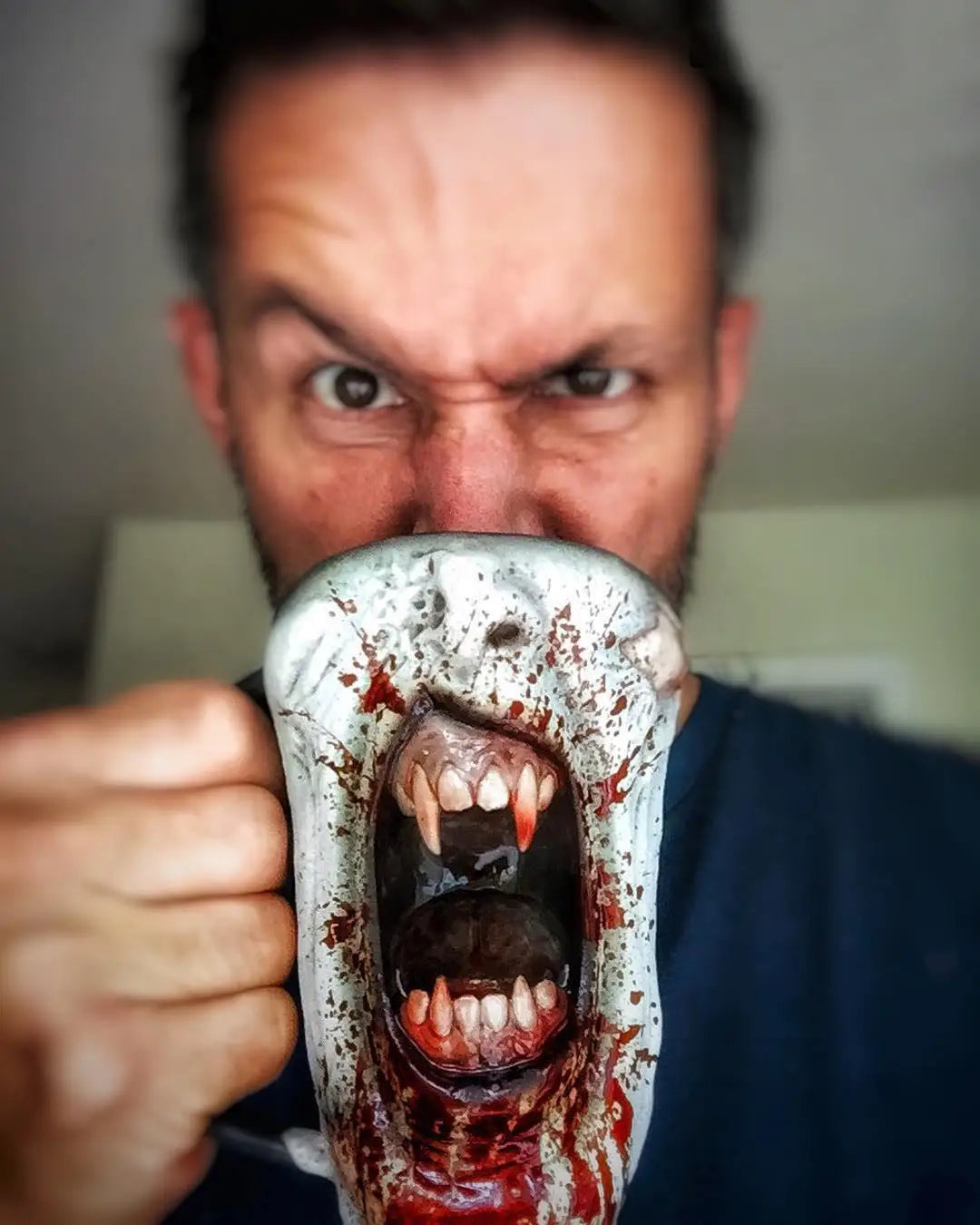 Halloween Horror Mug Statue Photograph Prop Vampire Half Face Mug Figurine for Indoor Bedroom Dining Room Haunted House Tabletop - Charlie Dolly