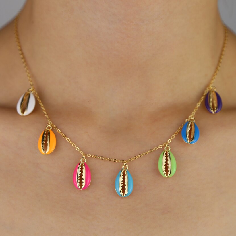 punk Exquisite beach bohemian boho red coral puka shell heart natural stone bead necklace women jewelry bijoux collar wholesale - Charlie Dolly