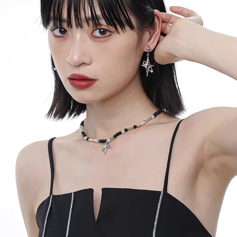 Cool Y2K Star Drop Earrings Hot Girl Harajuku Creative Planet Pearl Crystal Stars Earings Korean Fashion for Women Punk Jewelry - Charlie Dolly