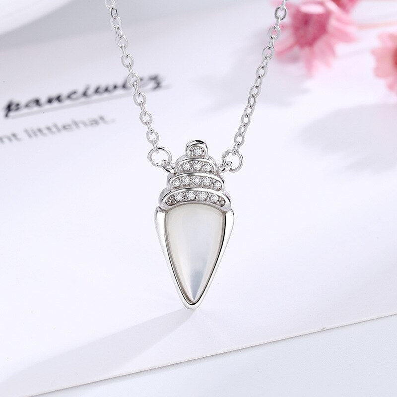 s925 Silver Carrot White Shell Necklace Women Fashion Diamond Boutique Jewelry High Quality Pendant Necklace - Charlie Dolly