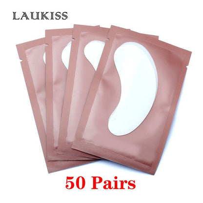 25/50/100Pairs Eye Patches Under Eyelash Pads for Building Hydrogel Paper Patches Pink Lint Free Stickers for False Eyelashes