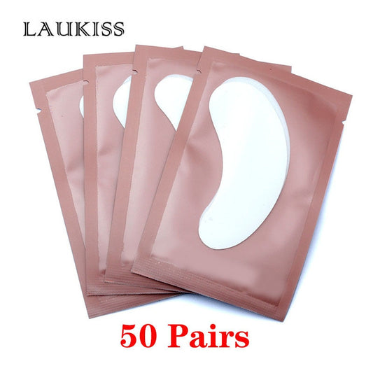 25/50/100Pairs Eye Patches Under Eyelash Pads for Building Hydrogel Paper Patches Pink Lint Free Stickers for False Eyelashes - Charlie Dolly