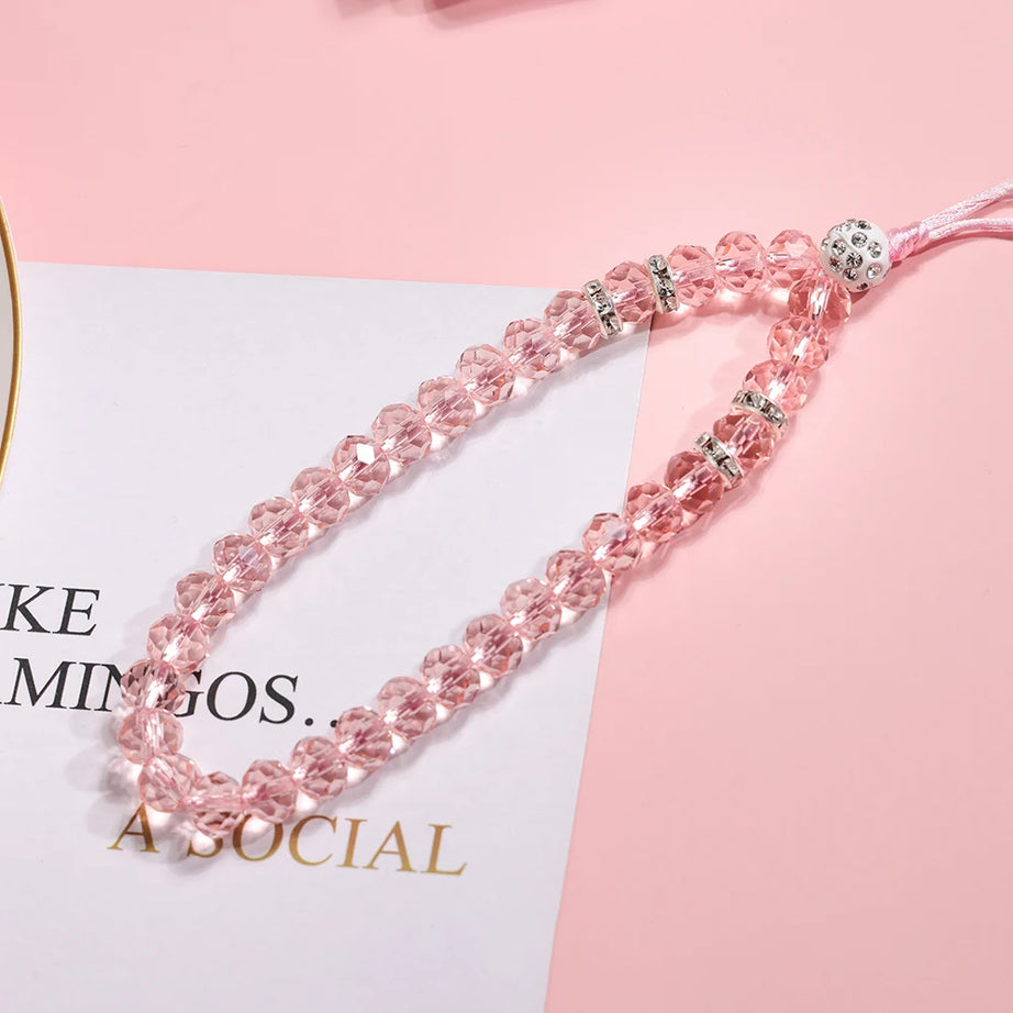 Pink Butterfly, Pearl and Bow Phone Strap Wrist Chain