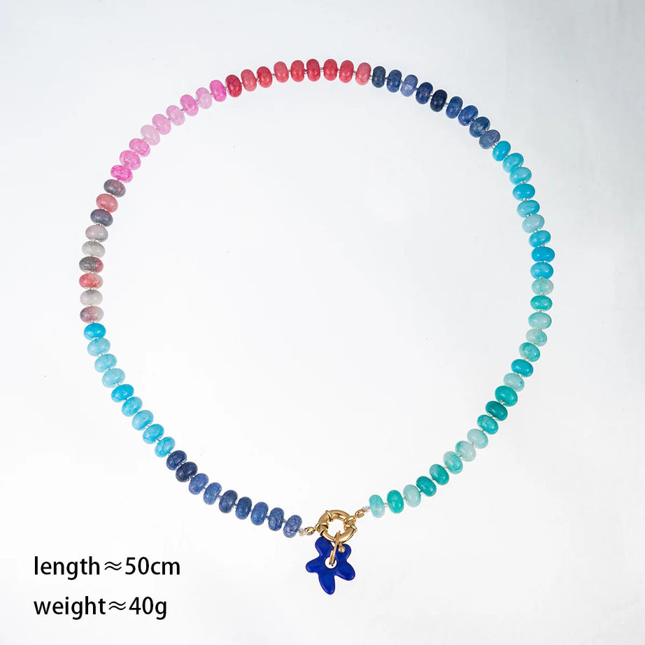 Chunky Rainbow Stone Beach Necklace