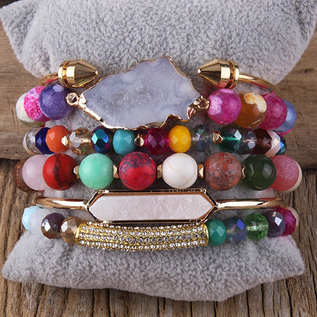 Fashion Boho Natural Stone Beaded Bracelet Jewelry Multi 6pc Stack Bracelet & Bangle Sets For Women Gift - Charlie Dolly