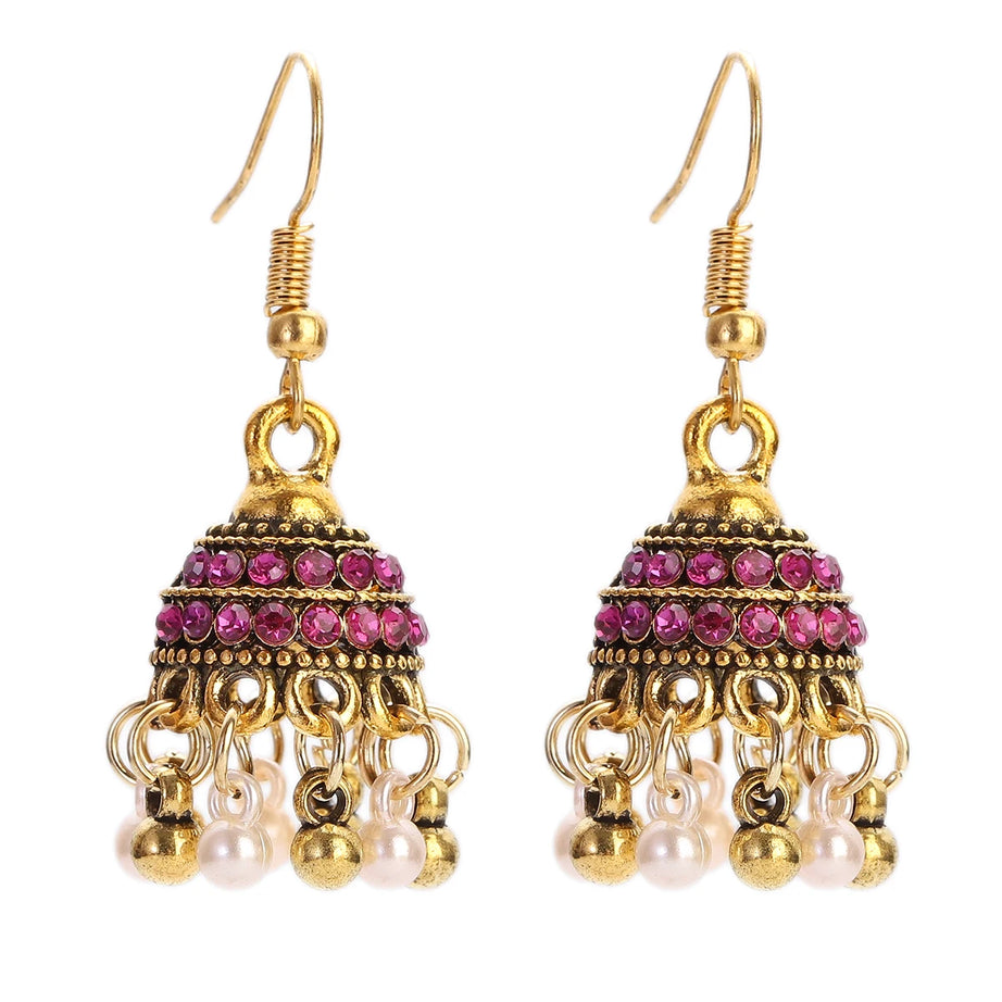 Pearl Bead Indian Jhumka Hanging Earrings Jewelry