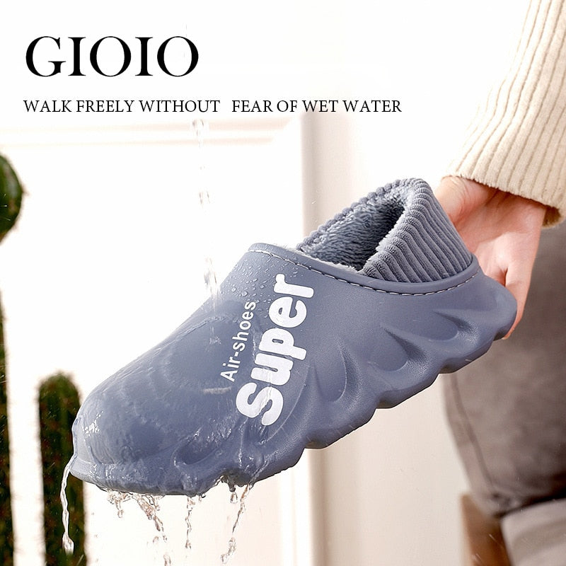 Winter Slippers Warm Men Shoes Waterproof Women Couples Non-Slip Plush Cotton Indoor Outdoor Kids Home Autumn Children