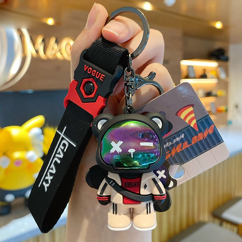 Fashion Cartoon Funny Half Skull Body Bear Keychain Fashion Punk Animal Keyring Car Bag Pendant Key Chains Couple Halloween Gift - Charlie Dolly