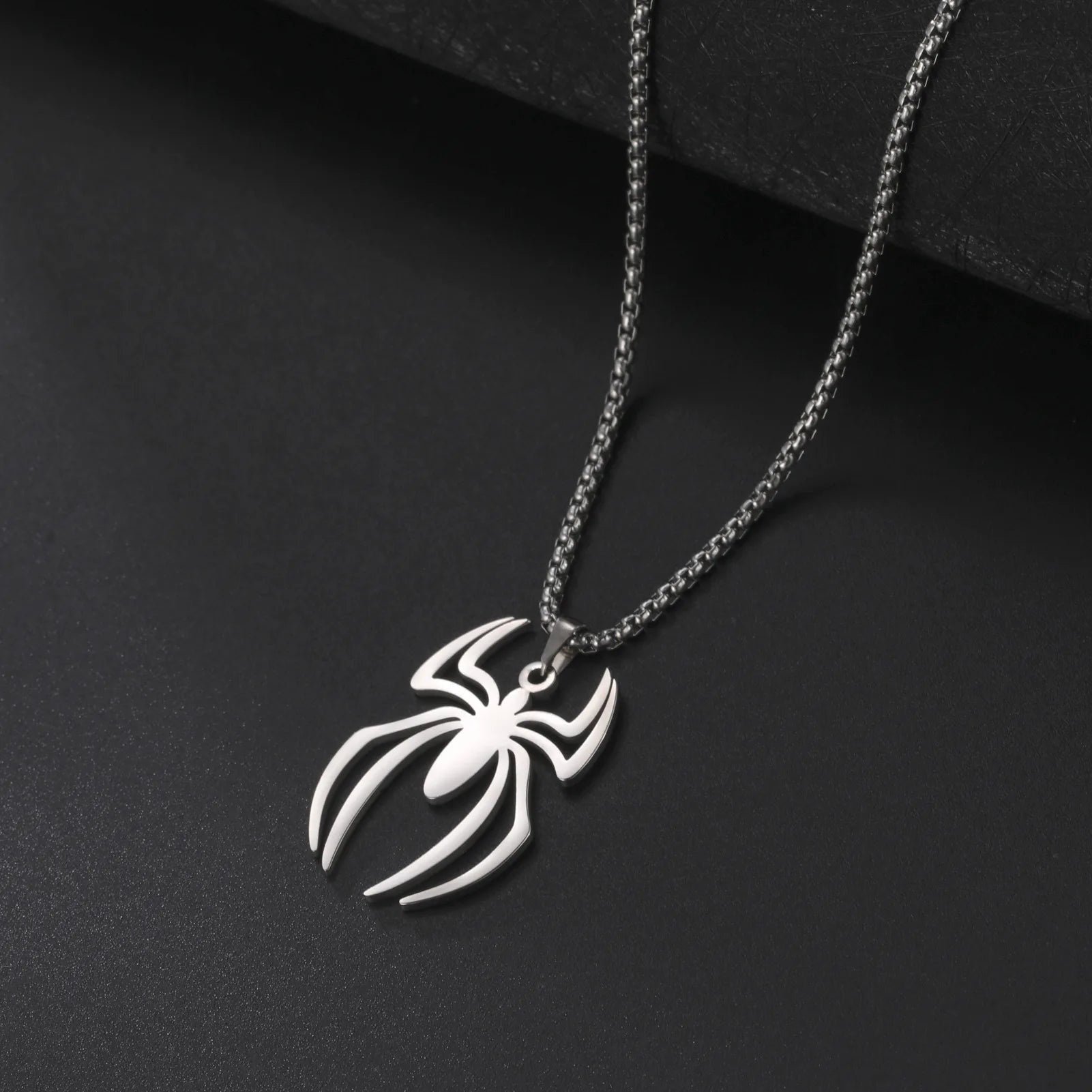 Kpop Stainless Steel Spider Pendants Chain Necklaces for Mens Silver Color Gold Color Pearl String Gothic Punk Halloween Jewelry - Charlie Dolly