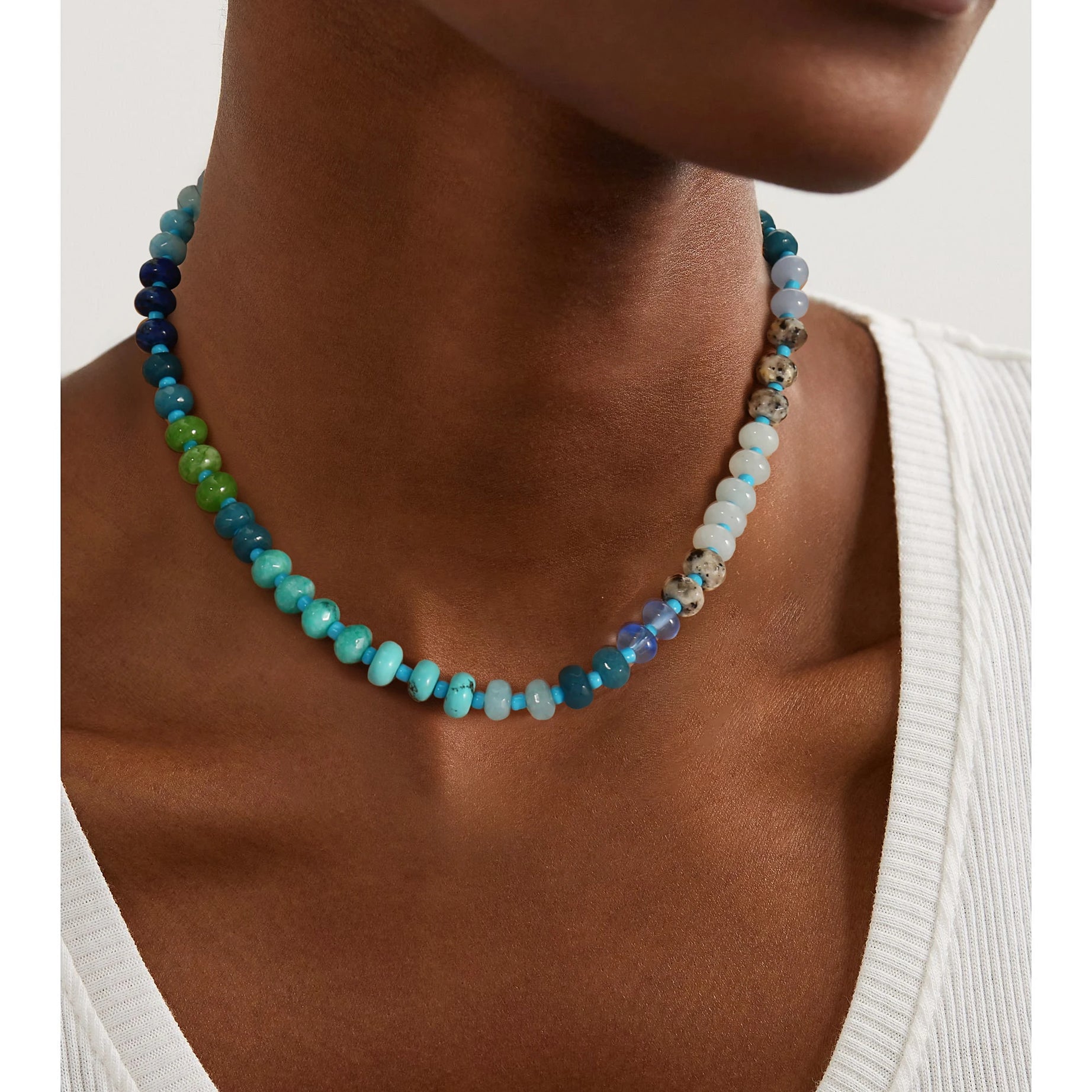 Rainbow Gemstone Beaded Choker Necklace