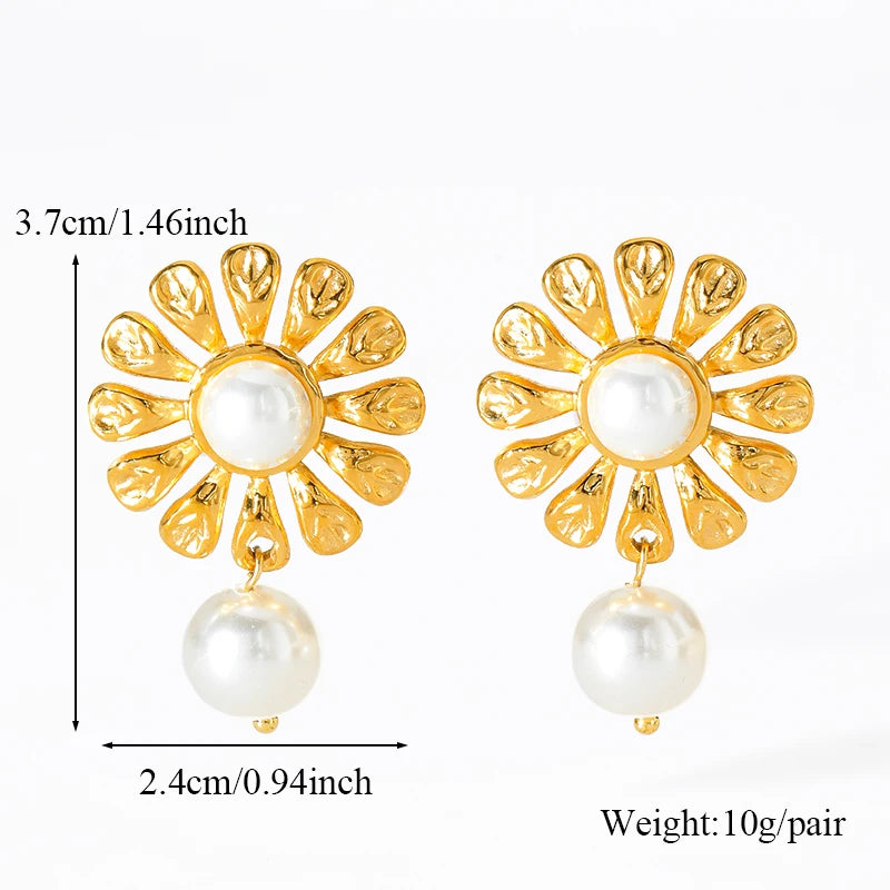 EILIECK 316L Stainless Steel Natural Blue Stone Drop Dangle Earrings for Women New 18K PVD Plated High Quality Fashion Jewelry