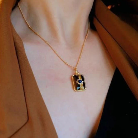 Creative Design Retro Tiger Eye Stone Necklace for Women  Unique Simplicity Light Luxury lapis lazuli Blue Collar Chain Jewelry - Charlie Dolly