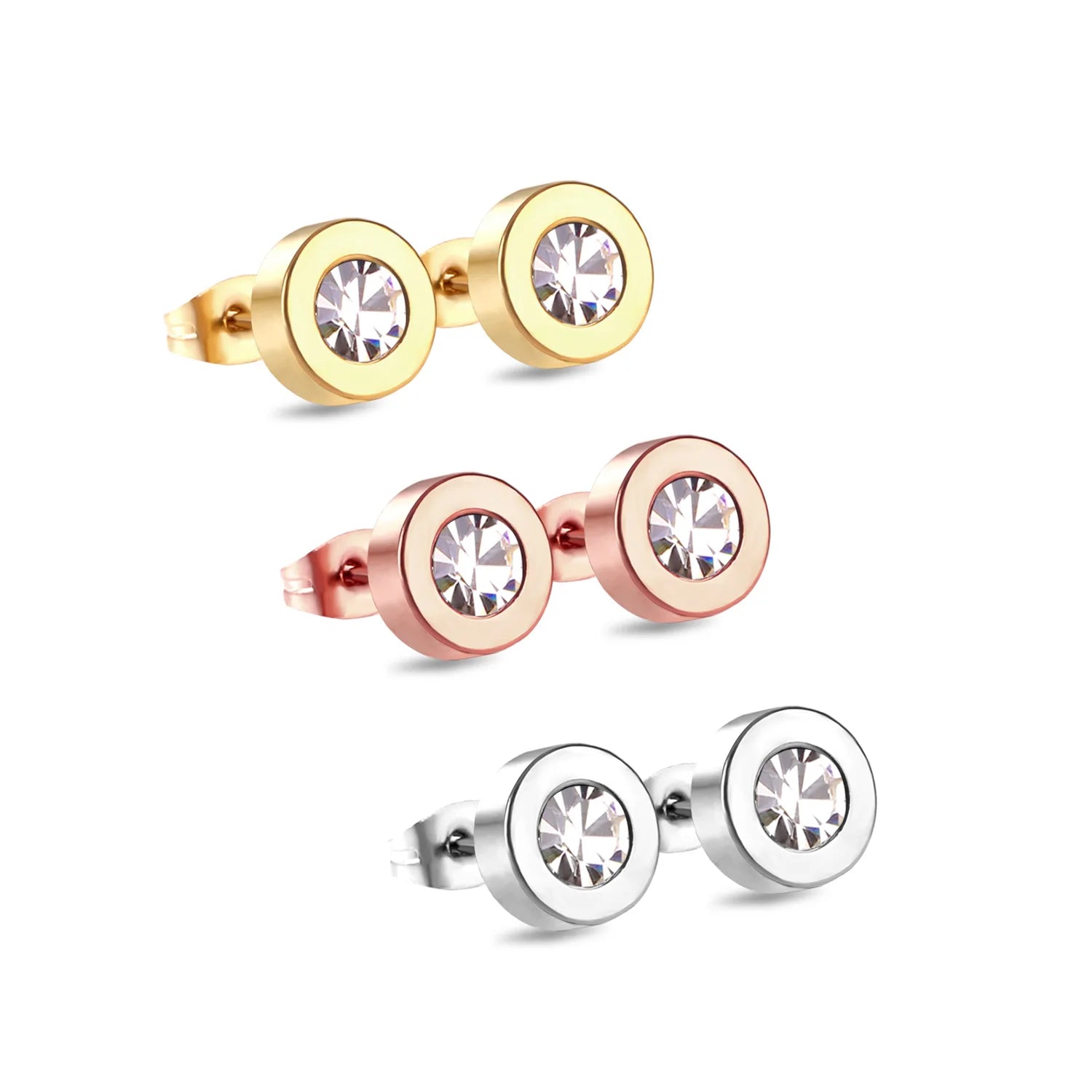 LUXUSTEEL 3Pairs Boho Colorful Round Evil Eyes Stud Earrings For Women Men Gold Plated Stainless Steel Turkish Ear Jewelry Set