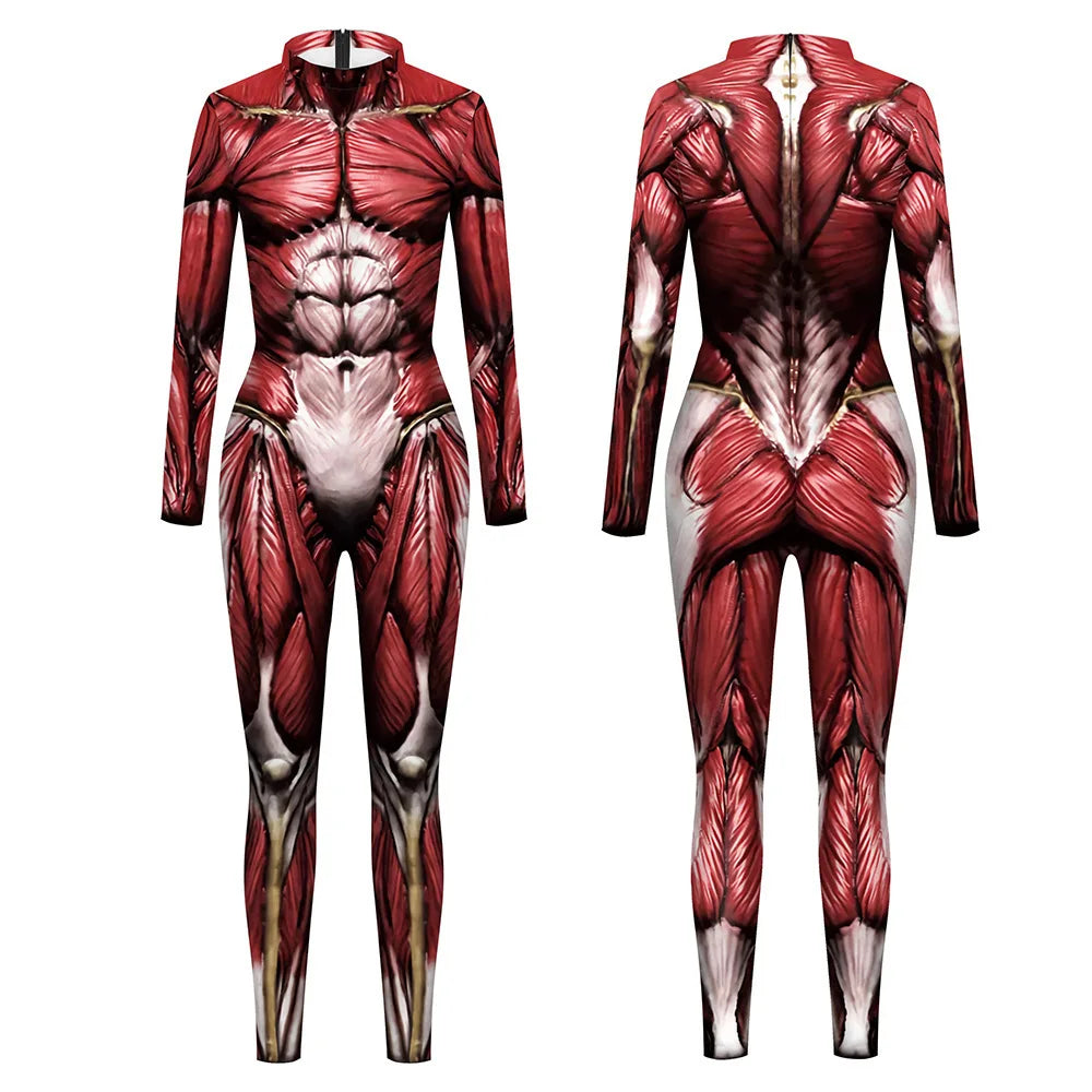 Muscle Print Cosplay Costume Men Funny Suit Halloween Carnival Party Clothes Sexy Fitness Catsuit - Charlie Dolly