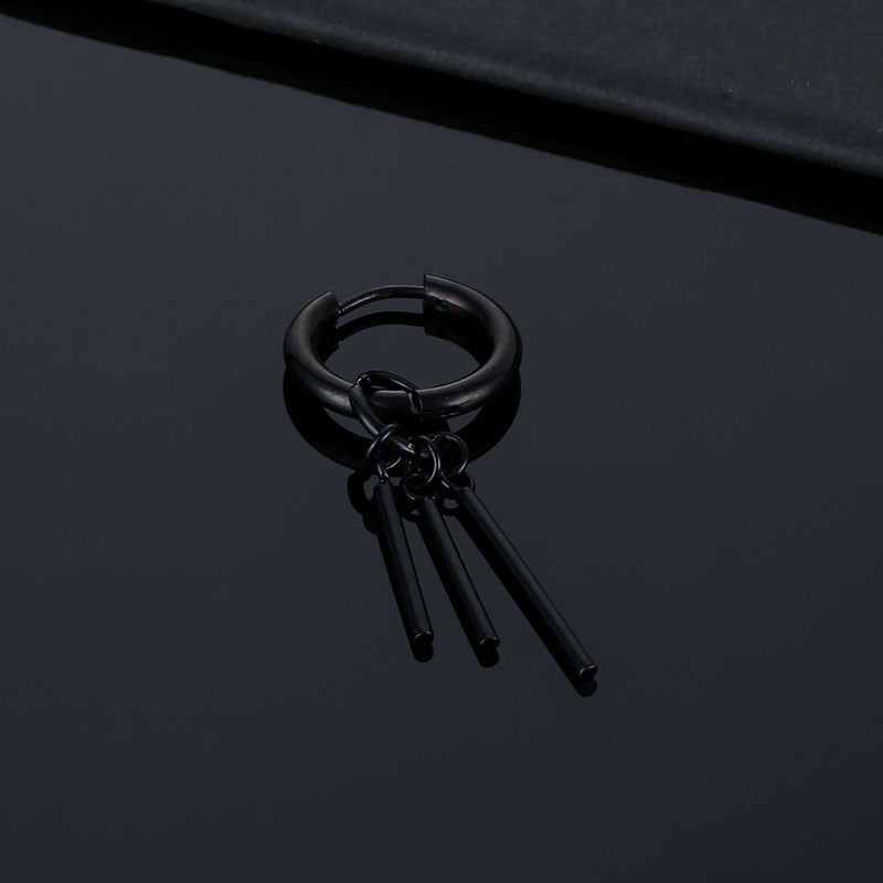 Fashion Gothic Street Hip Hop Stick Stainless Steel Black Drop Earrings For Women Men Ear Jewelry Pendant Cool Eardrop Zoro - Charlie Dolly