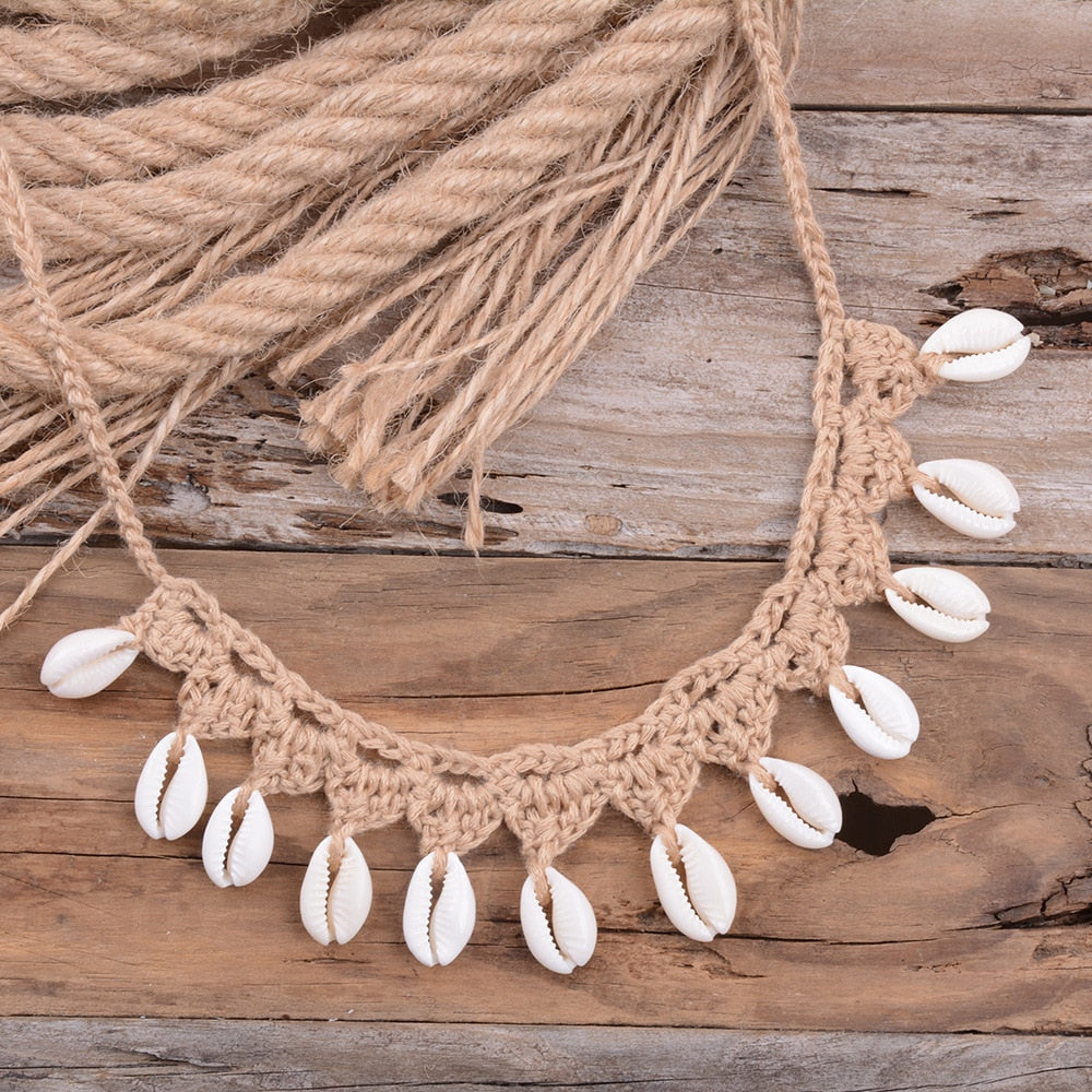 Women Shells Choker Necklaces Natural Sea Cowrie Shell Rope Chain Choker Necklace Summer Jewelry Girl Friendship Gifts Handmade - Charlie Dolly