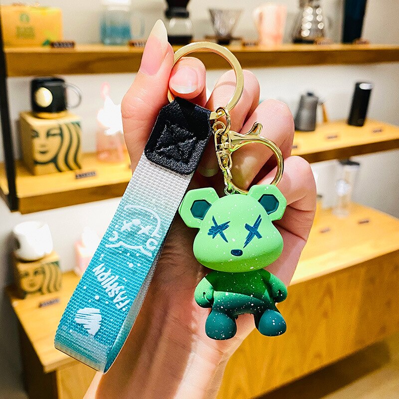 Cute Crystal Keychain Charm Tie The Bear Pendant For Women Bag Car KeyRing Mobile Phone Fine Jewelry Accessories Kids Girl Gift - Charlie Dolly