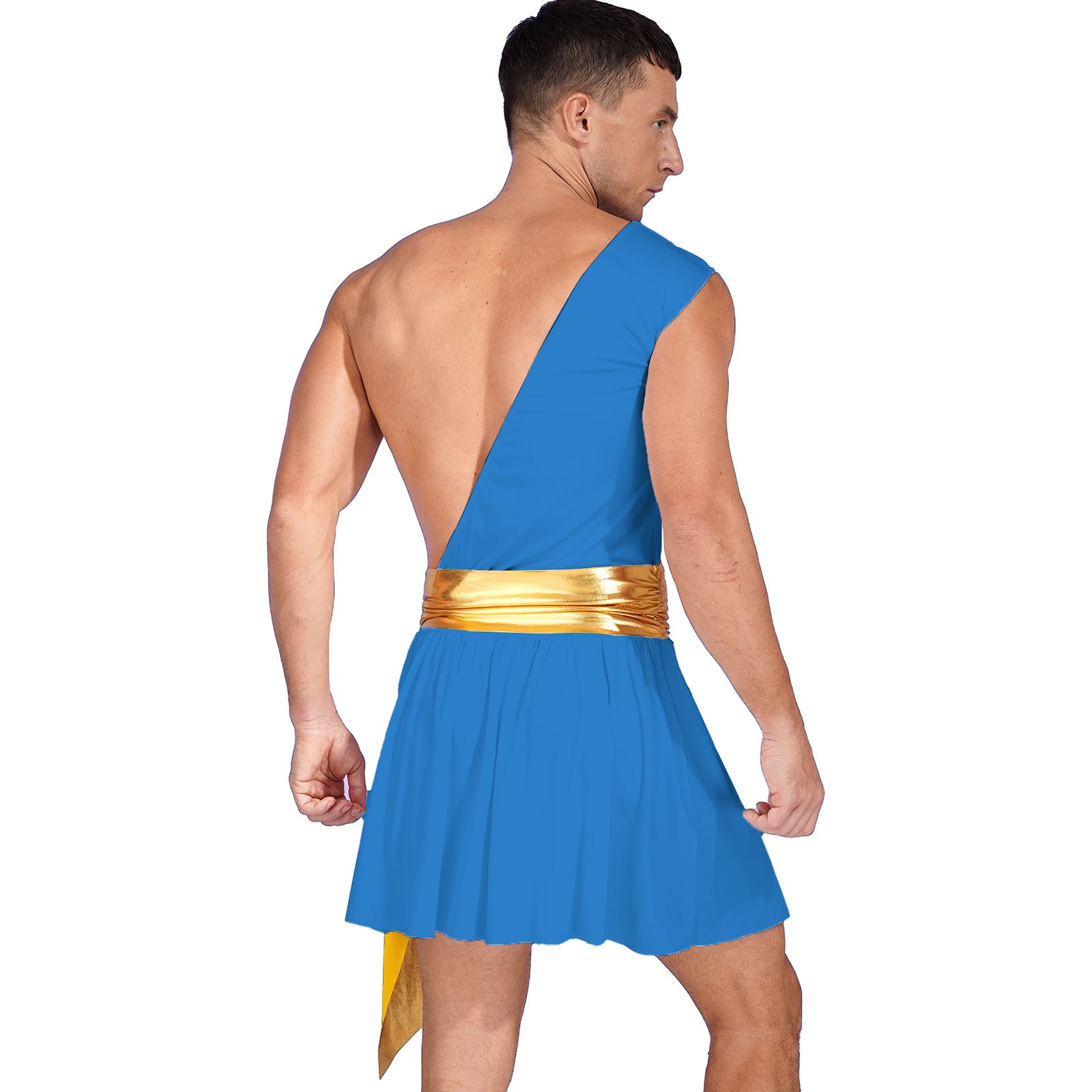 Men's  Ancient Greek God Halloween Party Costume Cosplay One Shoulder Strap Skirts Knight Warrior Theatrical Performance Outfit - Charlie Dolly