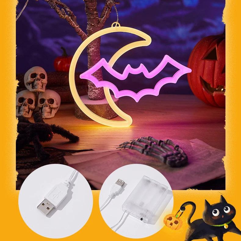 Halloween Window Lights Home Indoor LED Pumpkin Spider Ghost LED Decor Lamp 2024 Halloween Party Hanging Decoration Kids Favors - Charlie Dolly