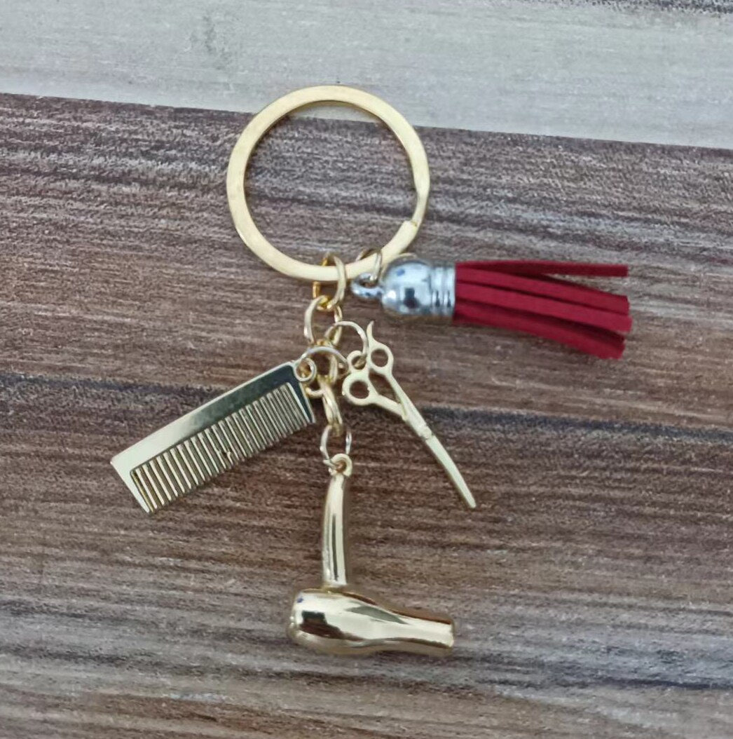 Charm Keychain Hairdresser Gift Comb Scissors Hair Dryer Car Interior Pendant Jewelry Gift Personality Keychain Personality - Charlie Dolly
