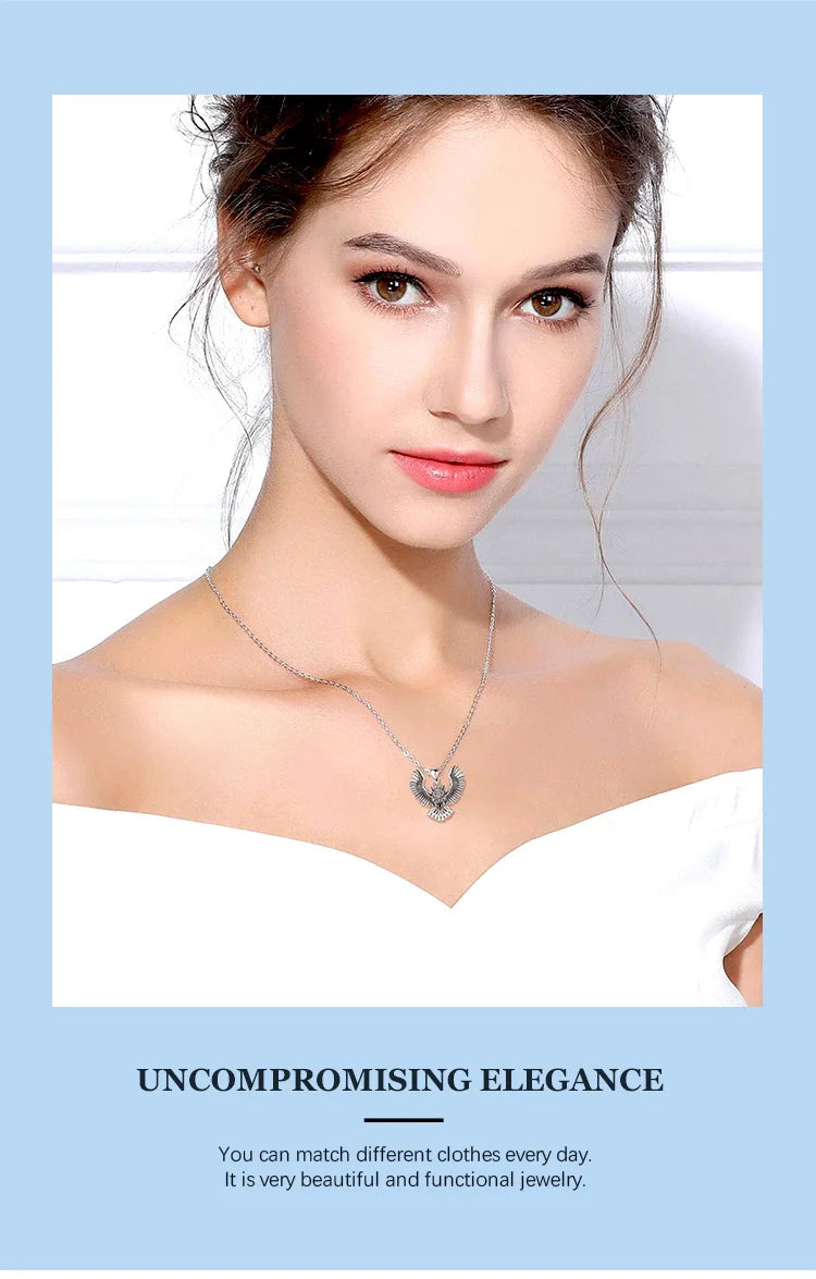 Eudora 925 Sterling Silver Cool Owl Necklace for Women Man Vintage Hip Hop Owl Amulet Pendant Personality Jewelry Party Gift
