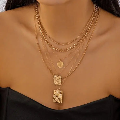 Sequin Tassel Star Moon Layered Choker Necklace Jewelry