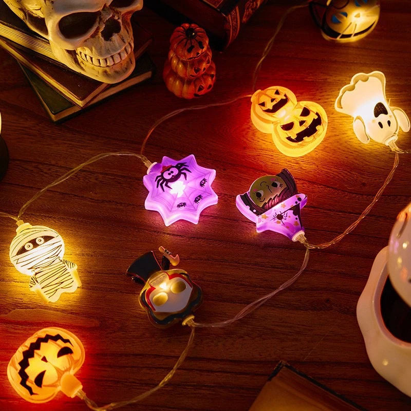 Halloween Party LED String Lights Pumpkin Ghost Spider Web Hanging Lamp For Halloween Home Indoor Outdoor Decoration Props 2024 - Charlie Dolly