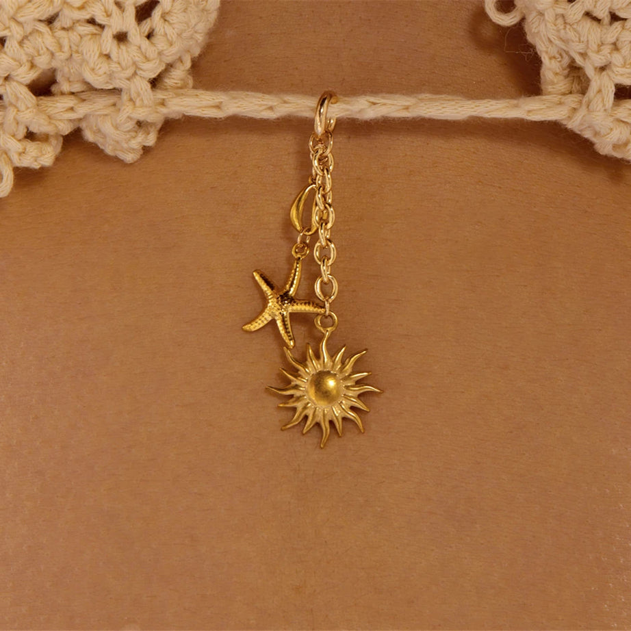 Starfish, Coral and Seahorse Stainless Steel Bikini Pendant