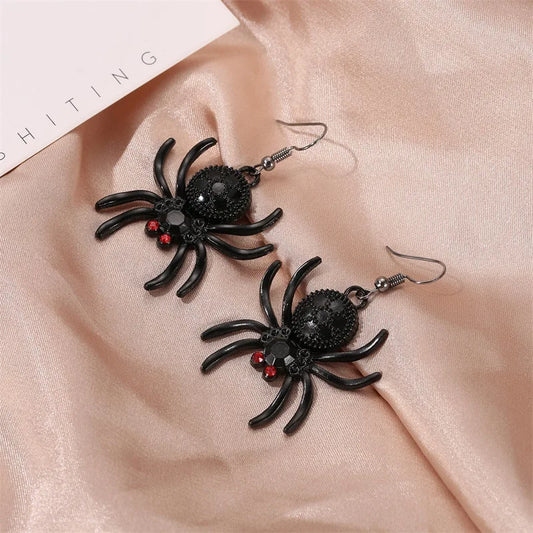 Gothic Halloween Horror Exaggerated Spider Pendant Earrings for Women Fashion Hip Hop Rock Nightclub Personalized Party Jewelry