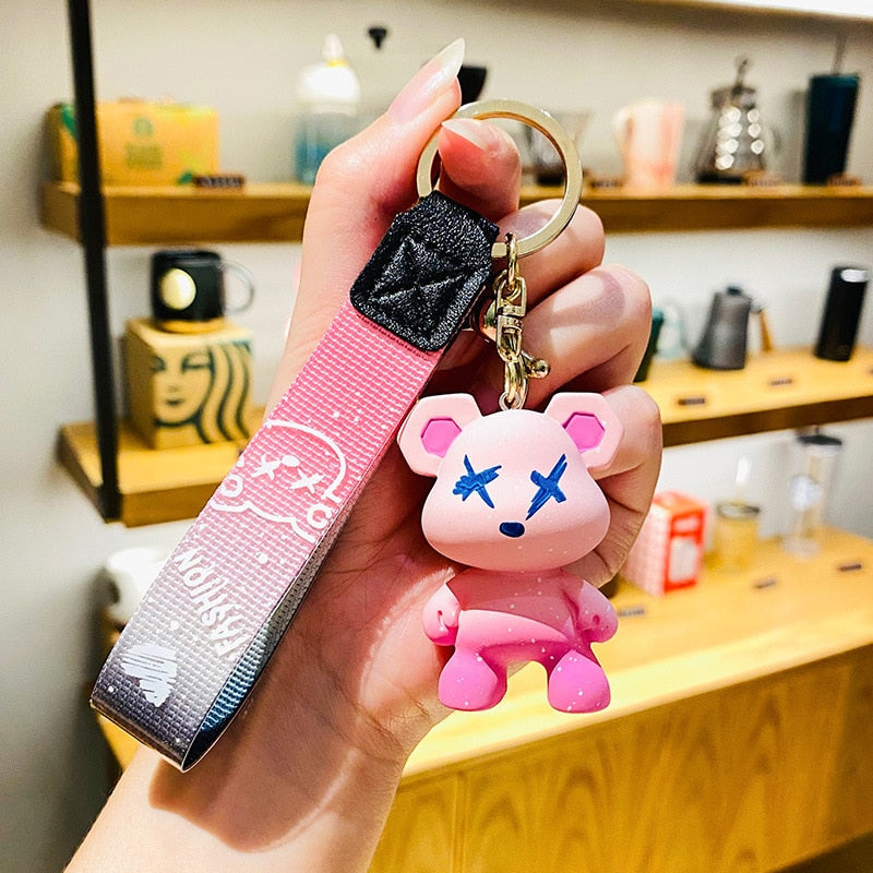 Cute Crystal Keychain Charm Tie The Bear Pendant For Women Bag Car KeyRing Mobile Phone Fine Jewelry Accessories Kids Girl Gift - Charlie Dolly