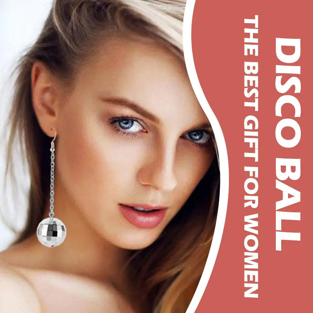Retro Disco Ball Drop Earrings Women Boho Round Luxury Mirror Party Reflect Earrings Ball Dangle Jewelry Light Disco Earring