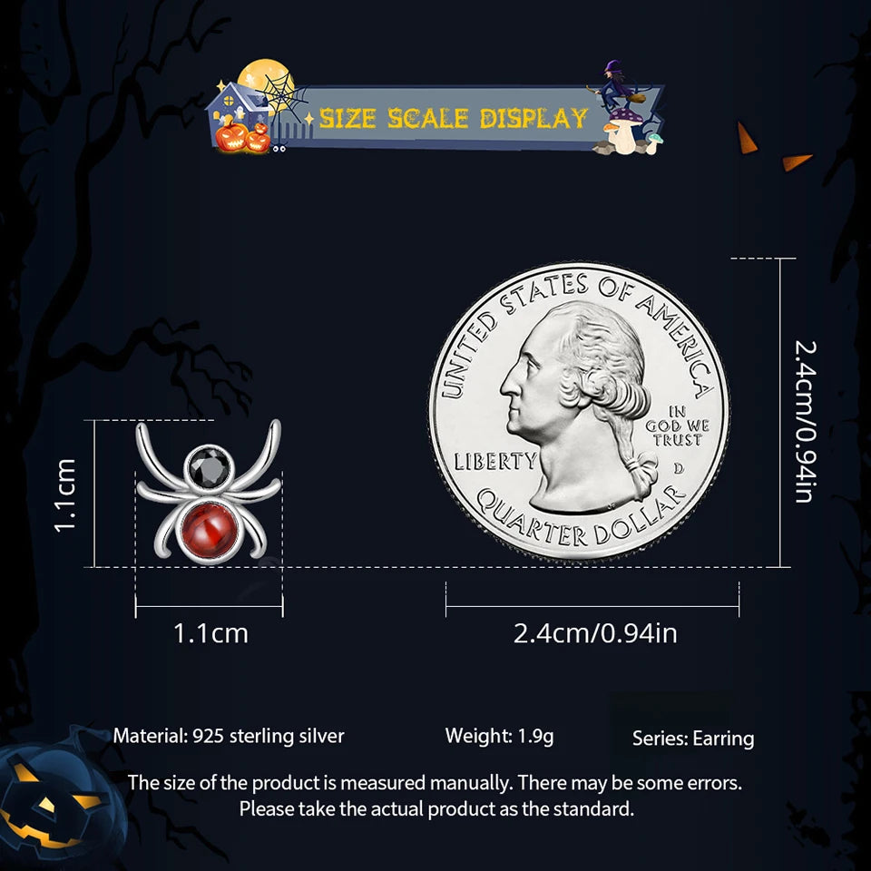 BISAER 925 Sterling Silver Mini Pumpkin Luminous Stud Earrings Enamel Ear Clip For Girl Halloween Party Original Fine Jewelry - Charlie Dolly