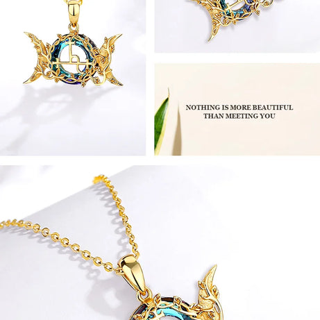 Lilith Sigil Triple Moon Necklace, S925 Silver with 18K Gold