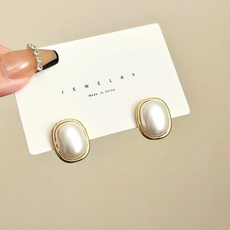 Irregular Pearl Gold Side Stud Earrings Jewelry