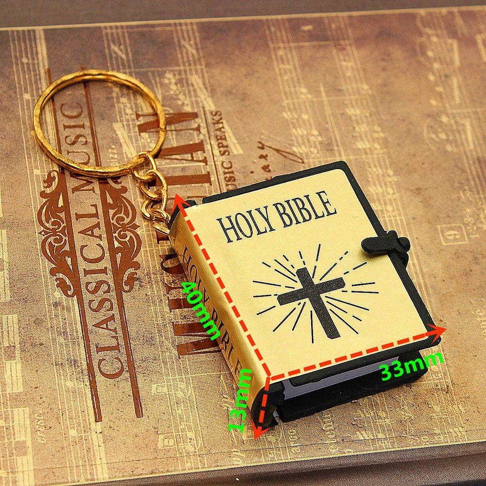Mini Holy Bible Keychain Real Paper Can Read Religious Christian Cross Keyrings Holder Car Key Chains Fashion Gifts Jewelry - Charlie Dolly