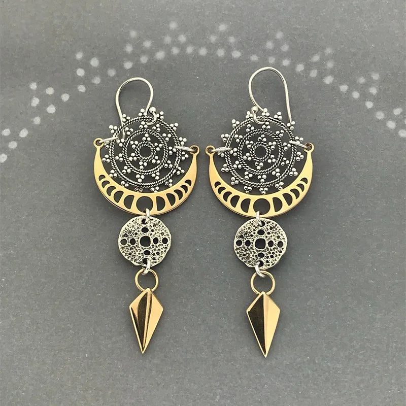 New Boho Celestial Moon and Star Drop Earrings for Women Fashion Jewelry Gold Color Moon Star Party Dangle Earring Accessories