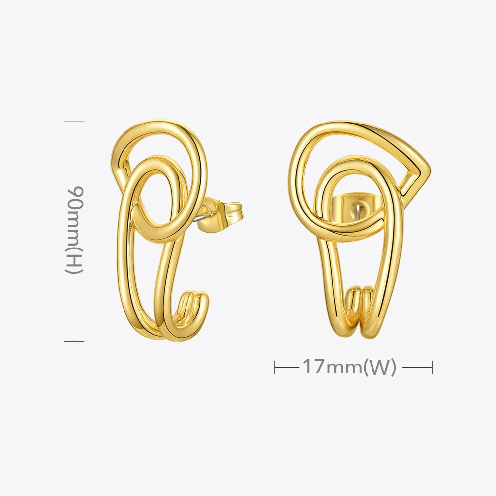 ENFASHION Interlaced Stud Earrings For Women Gold Color Geometric Piercing Earings Fashion Jewelry Friends Gifts Brincos E201186 - Charlie Dolly