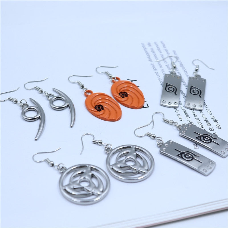 Anime Props Jewelry Konoha Earrings for Women Akatsuki Red Cloud Ear Hoops Ninja Darts Dangle Earring Fans Creative Gift - Charlie Dolly
