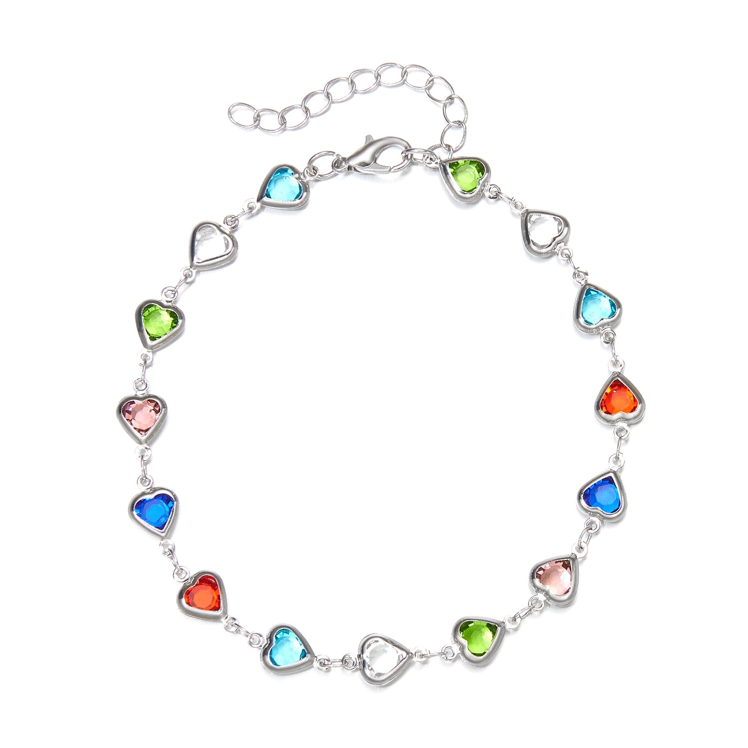 Vintage Rainbow Crystal Heart Choker Necklace for Women Gold Color Chain Boho Jewelry Statement Summer Beach Gift Collar - Charlie Dolly